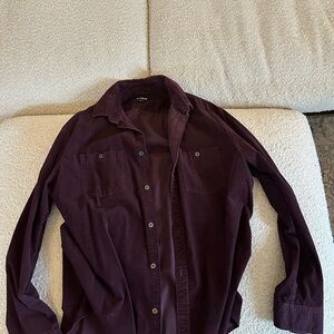 Express Purple Corduroy Button Up